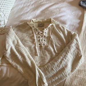 Tan knit cropped sweatshirt